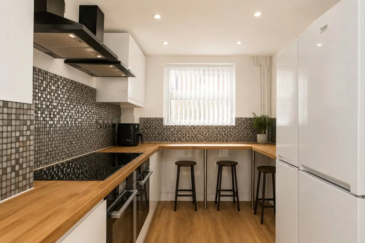 Communal kitchen with dining area